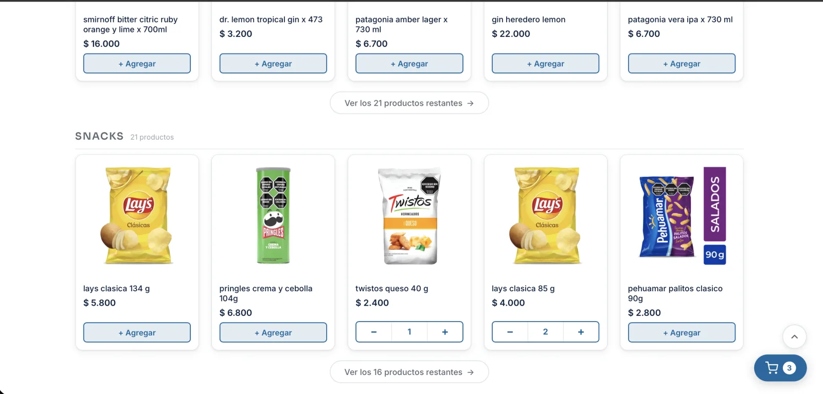 Vidriera online de una tienda en MiCloudStore: productos con foto, precio y categorías.